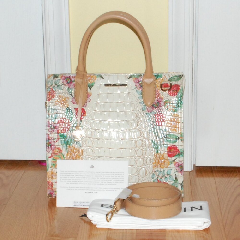 NWT - Brahmin Ivory Tahiti Caroline Satchel